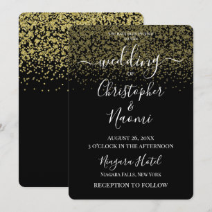 Create Your Own Black With Gold Glitter Invitation