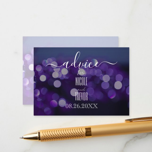 Create Your Own Blue Background Purple Bokeh Advice Card (Front/Back In Situ)