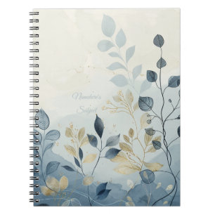 Create Your Own Blue & Beige Floral Minimalist Notebook