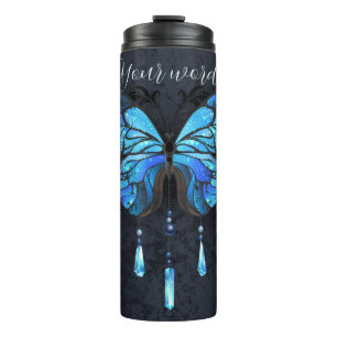 Create Your Own Blue Butterfly & Crystals Thermal Tumbler