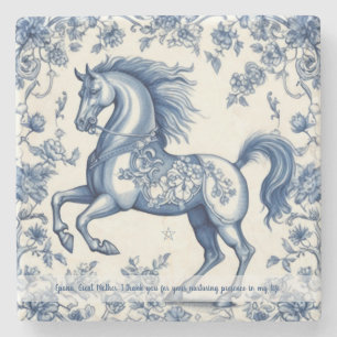 Create Your Own Blue Chinoiserie Floral Horse Stone Coaster