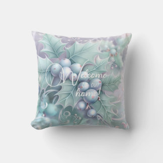 Create Your Own Blue Christmas Berries Cushion