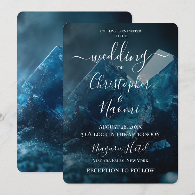 Create Your Own Blue Crystals Wedding Invitation (Front/Back)