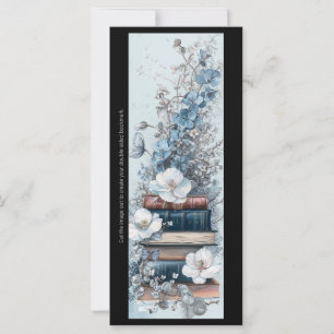 Create Your Own Blue Floral Book Stack Bookmark