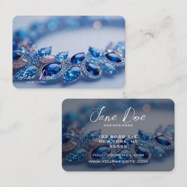 Create Your Own Blue Gemstone Bracelet Business Card (Front/Back)