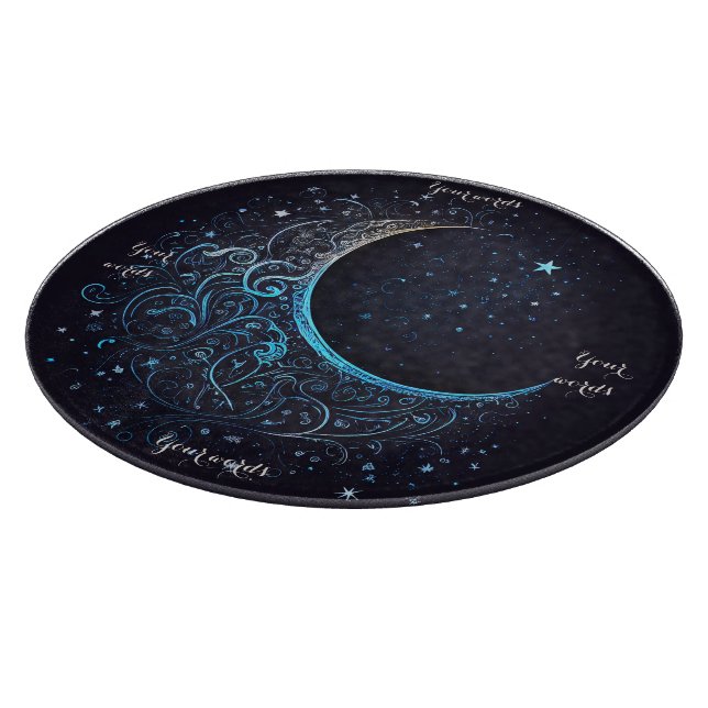 Create Your Own Blue & Gold Filigree Moon Altar Cutting Board (Corner)