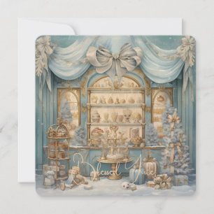 Create Your Own Blue Gold Magical Winter Bakery Card