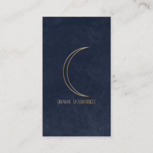 Create Your Own Blue & Gold Sliver Crescent Moon Business Card