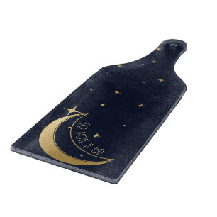 Create Your Own Blue & Gold Starry Crescent Moon Cutting Board