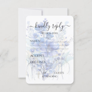 Create Your Own Blue Indigo Watercolor Wildflowers RSVP Card
