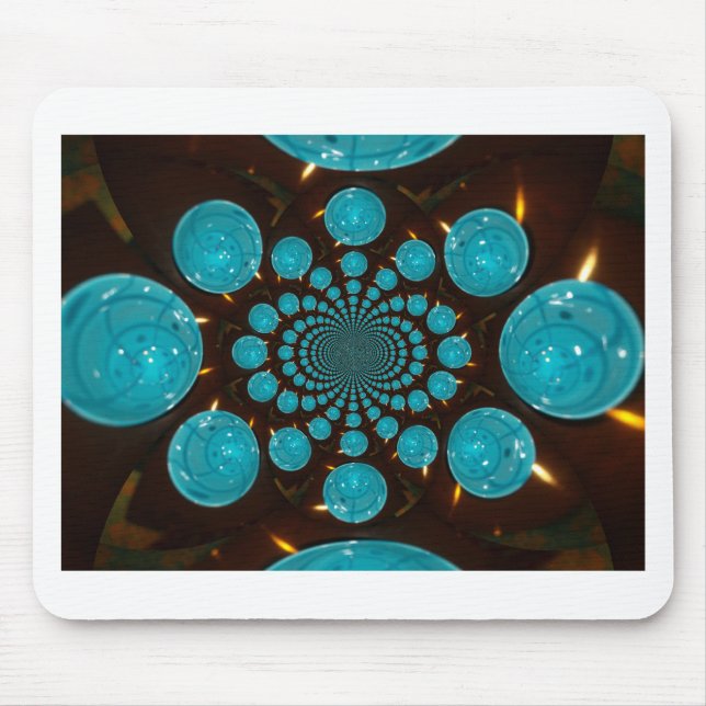 Create Your Own Blue Lights Kaleidoscope  Mouse Mat (Front)