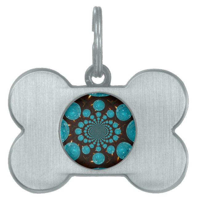 Create Your Own Blue Lights Kaleidoscope  Pet Tag (Front)