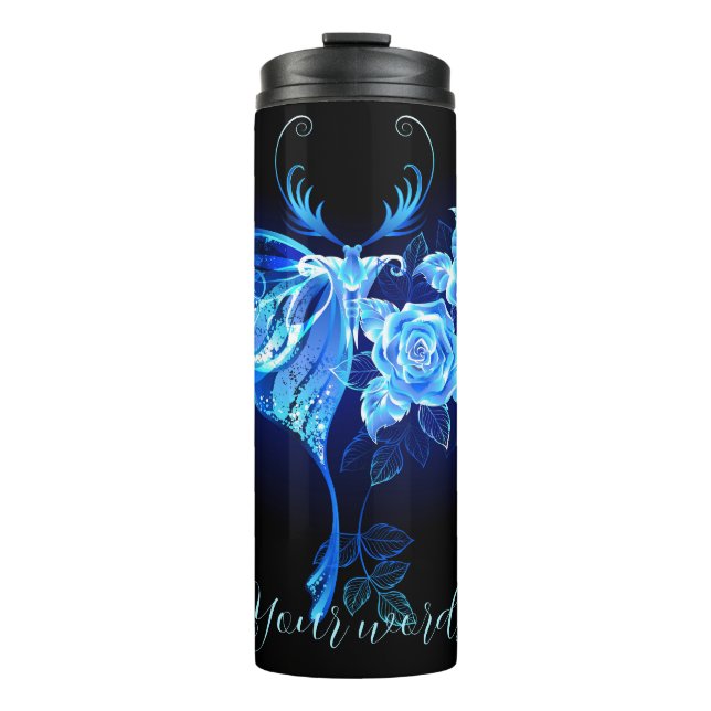 Create Your Own Blue Luna Moth & Roses Thermal Tumbler (Front)
