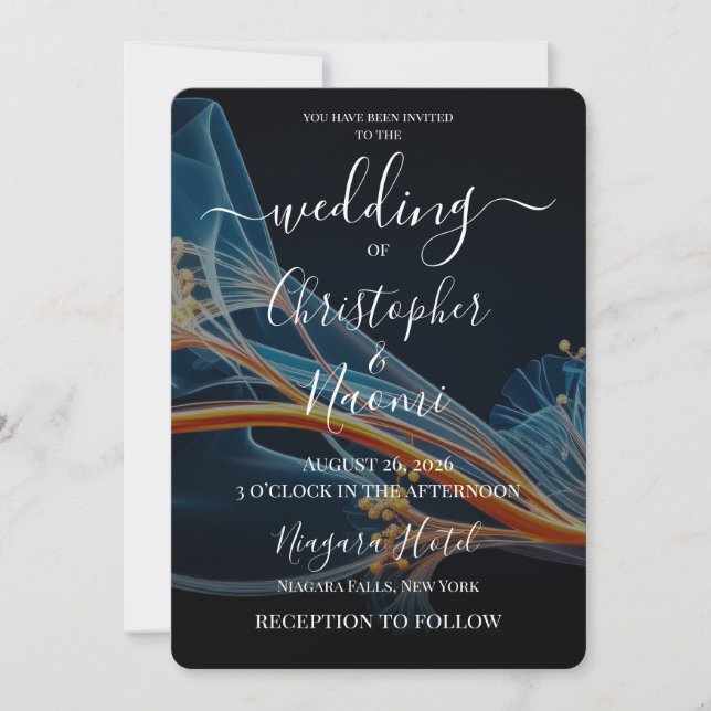 Create Your Own Blue & Orange X-Ray Flowers Invitation (Front)