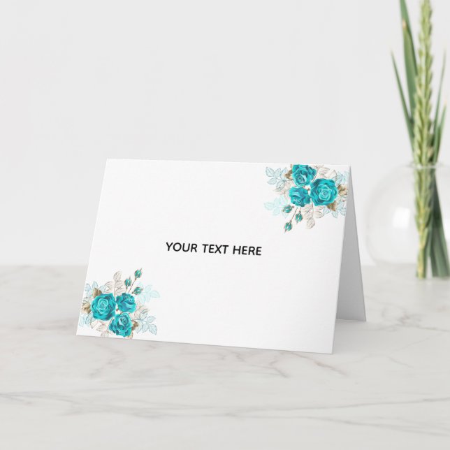 Create Your Own Blue Rose Elegant Card (Front)