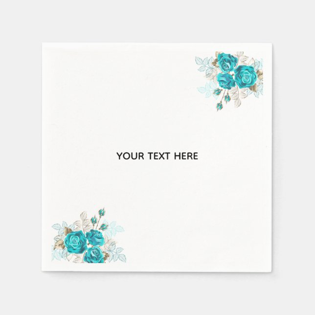 Create Your Own Blue Rose Elegant Napkin (Front)