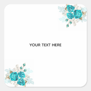 Create Your Own Blue Rose Elegant Square Sticker