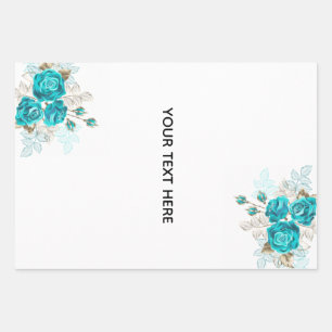 Create Your Own Blue Rose Elegant Wrapping Paper Sheet