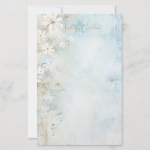 Create Your Own Blue Shabby Chic Daisies Floral Stationery