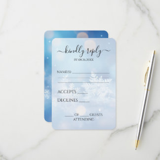 Create Your Own Blue Snowflakes RSVP Card