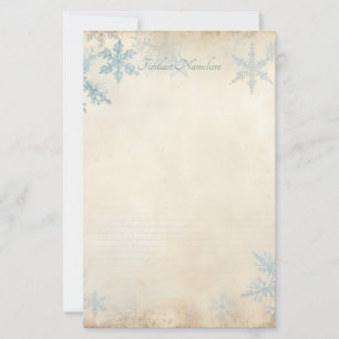 Create Your Own Blue Snowflakes Yule Parchment Stationery