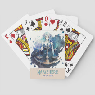 Create Your Own Blue & Teal Libra Zodiac Playing Cards