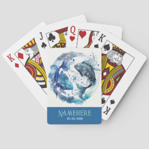 Create Your Own Blue & Teal Pisces Zodiac Playing Cards