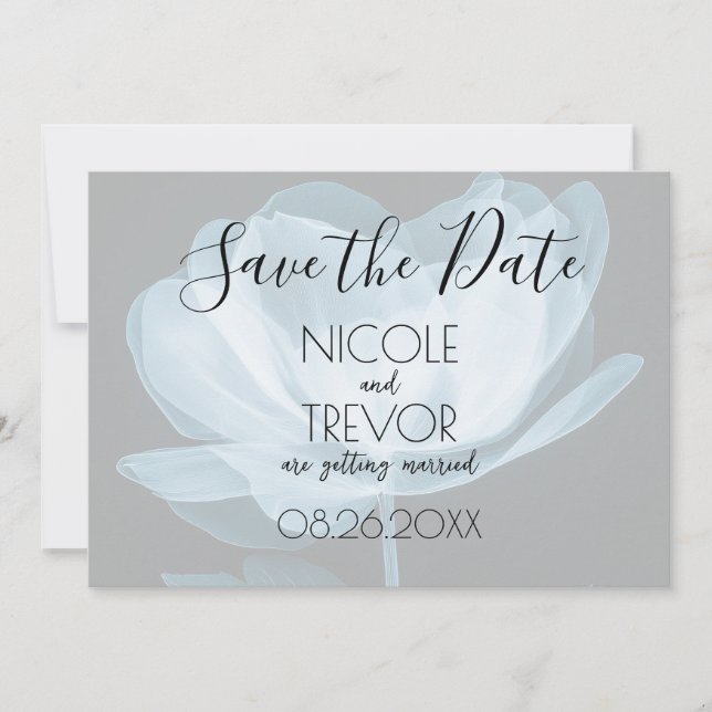 Create Your Own - Blue X-Ray Flower Save The Date (Front)