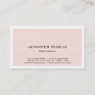 Create Your Own Blush Pink White Plain Trendy Business Card