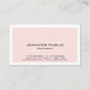 Create Your Own Blush Pink White Professional Chic Business Card
