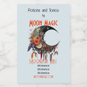 Create Your Own Boho 3D Floral Crescent Moon Wine Label
