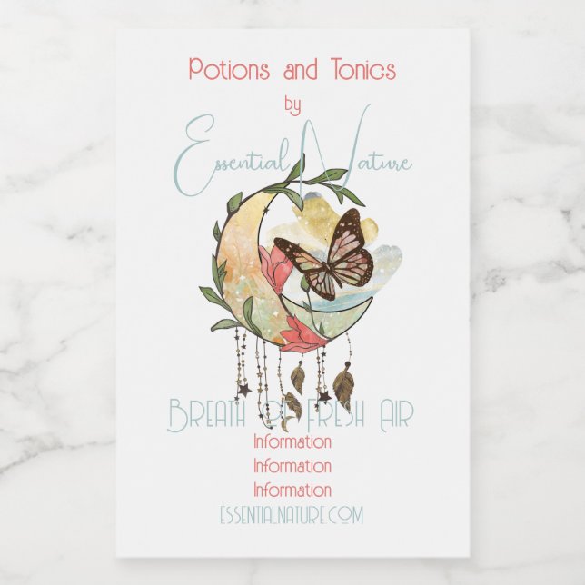 Create Your Own Boho Butterfly Moon Dreamcatcher Food Label (Single Label)