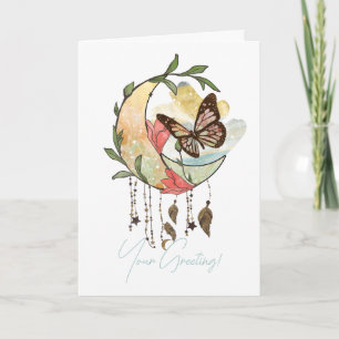 Create Your Own Boho Butterfly Moon Dreamcatcher Holiday Card