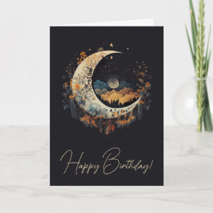 Create Your Own Boho Crescent Moon Landscape Holiday Card