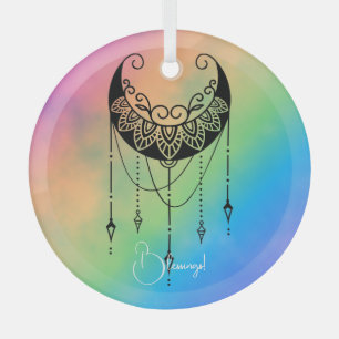 Create Your Own Boho Floral Moon Silhouette Glass Tree Decoration