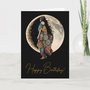 Create Your Own Boho Floral Moon Walk Holiday Card