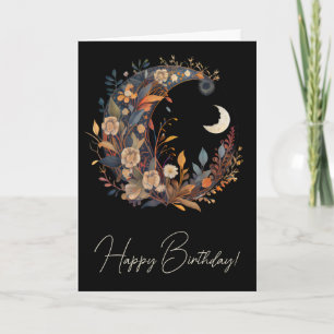 Create Your Own Boho Floral Moons Holiday Card