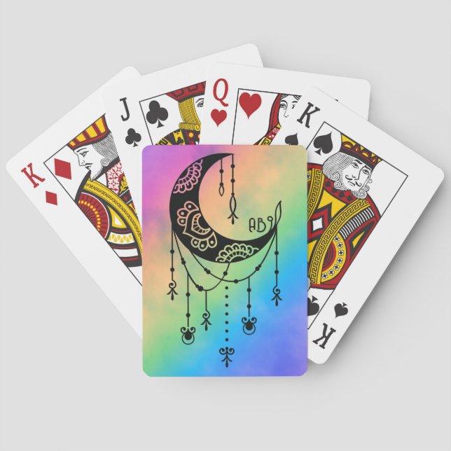 Create Your Own Boho Magical Moon Silhouette Playing Cards (Back)