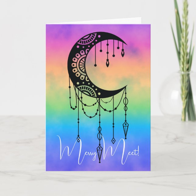 Create Your Own Boho Mandala Moon Silhouette Card (Front)