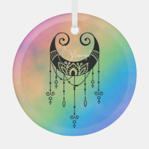 Create Your Own Boho Mystical Moon Silhouette Glass Tree Decoration