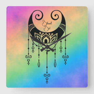 Create Your Own Boho Mystical Moon Silhouette Square Wall Clock