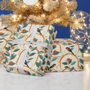 Create Your Own Boho Trellis Arches Birds Floral Wrapping Paper