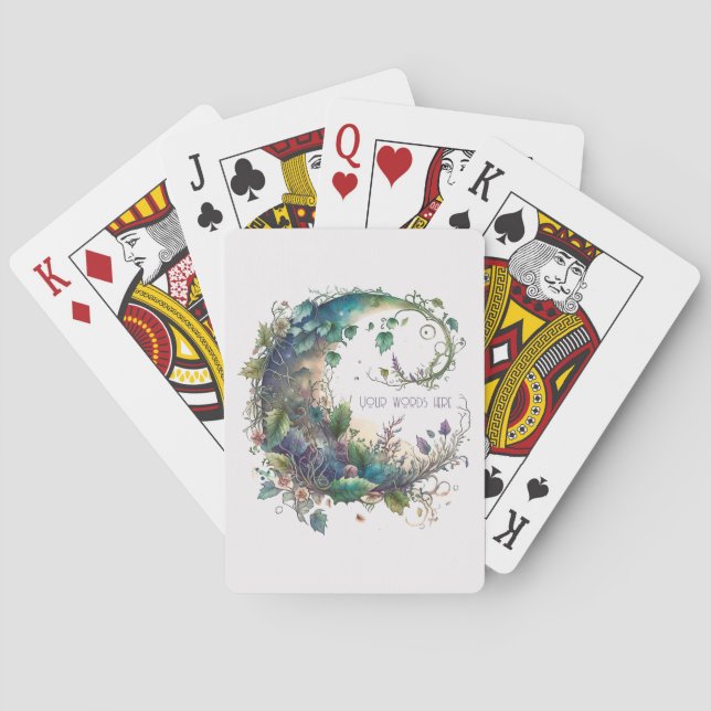 Create Your Own Boho Wildflower Ivy Moon Playing Cards (Back)