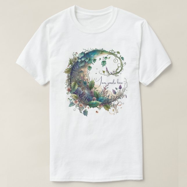 Create Your Own Boho Wildflower Ivy Moon T-Shirt (Design Front)