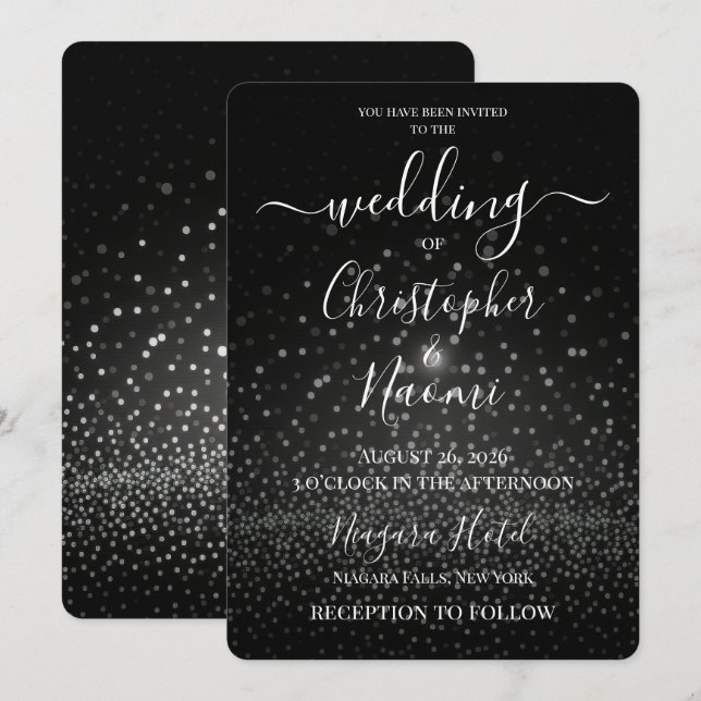 Create Your Own Bokeh Balls on Black Invitation (Front/Back)