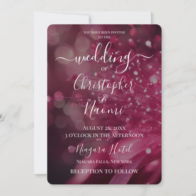 Create Your Own Bold Deep Pink Flower Invitation (Front)