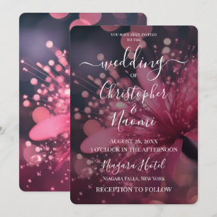 Create Your Own Bold Pink Bokeh Flower Wedding Invitation