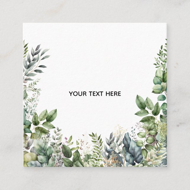 Create Your Own Botanical Design Square Business Card (Front)