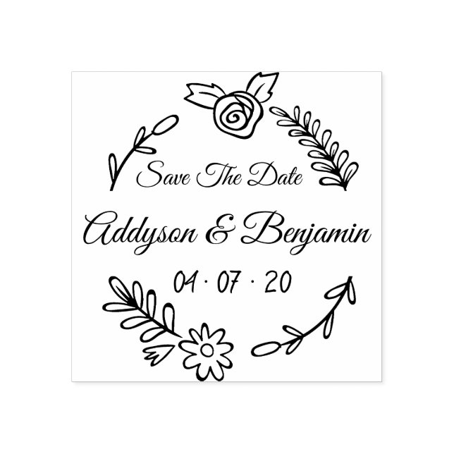 Create Your Own Botanical Save The Date Rubber Stamp (Imprint)