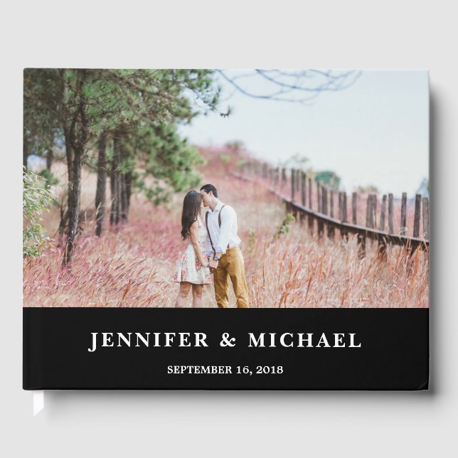Create your own bride and groom photo wedding guest book (Front)